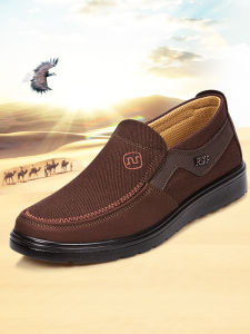 Beijing Mens Cloth Shoes Casual Anti-slip Soft Bottom Single Shoes for Middle-aged And Elderly People Comfortable Large Size