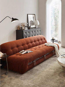 Nordic Luxury Small Apartment Living Room Sofa Straight Row Designer Floor Standing No Armrests Large Steel Tooth Three-Seater