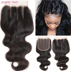 3Part Brazilian Virgin Human Hair Top4*4 Lace Closure Hair Block Body Wave Style Real Hair Density Long Lasting Color Fast