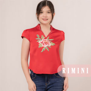 RIMINI - Atasan Cewe Crop top Choengsam Satin Bordir Jumbo