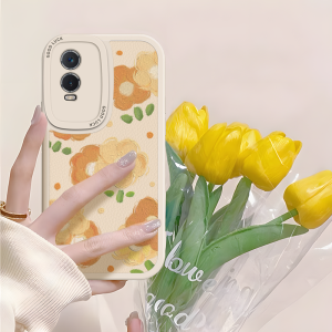 Floral Silicone Phone Case for VIVO Y76S Y500 Y36 Y300 pro Full Cover Anti-Fall Womens New Model Y78 plus Y100 Y200i Protective Shell
