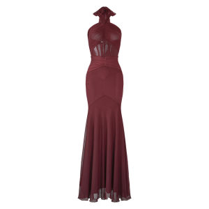 Luxury High-Grade Mesh Backless Strapless Halter Evening Gown
