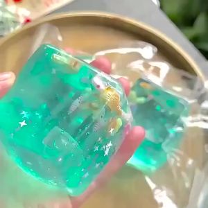 Bandai | NEW Blue Cubes Sea Squishy Fidget Toy Super Soft Transparent Star Shell Squeeze Toy Ocean Sensory Anti-stress Toy Girl Gifts