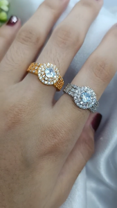 Cincin Berlapis Emas 24k Gold Zirkon Wanita Rings Anti Karat Asli Emas Couple Dewasa Dan Luntur Logam Aksesoris