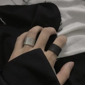 Personalized Minority Dark Style Black Imitation Bandage Ring Men & Women Trendy Ins Fashion Titanium Steel Index Finger Tail Ring