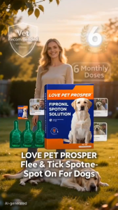 LOVE PET PROSPER Fipronil Spot-On for Dogs & Cats Flea and Tick Care 3 Vials