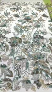 OLEVO | OLEVO Exquisite Hand Beaded Sequins African Lace Fabric Floral Embroidery Tulles For sewing High-end party dresses by 5 yards
