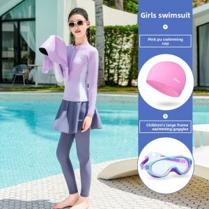 XTEP | Long Sleeve Long Pants Schoolgirl Diving Suit Hooded Swimwear