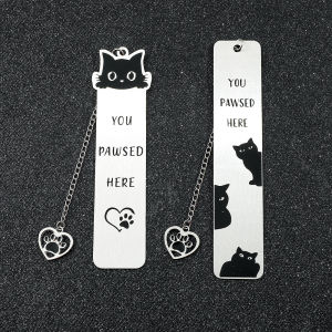 1pc Cute Pet Cat Stainless Steel Bookmark Reading Marker Stationery Gift Metal Bookmarks for Book Lovers for Men Women