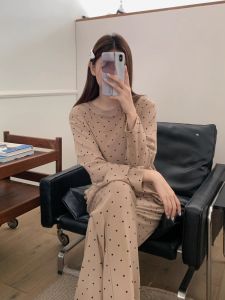 Bộ Quần Áo Gia Đình Cổ Tròn Dài Tay Phong Cách Hàn Quốc Chấm Bi Đồ Ngủ Bộ Quần Áo Gia Đình Dài Tay Mùa Thu Mùa Đông Bộ Đồ Ngủ Thoải Mái Nữ