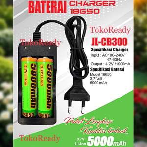 Paket Lengkap Kualitas Terbaik Baterai Charger 18650 Jinlong JL-CB300 Charger + Baterai