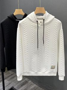 Hooded Sweatshirt Mens Trendy Casual Long Sleeve T-shirt Mens Clothing Pure Color Tops Fall 2023 New Arrival Silm Outwear