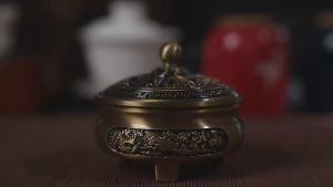 1 copper incense burner antique alloy Buddhist incense burner family tea room incense burner home decoration