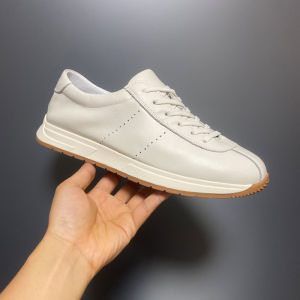 Mens Winter Leather Sneakers Breathable Comfortable High-End Style Casual Plain Color round Toe Flat Heel Rubber Sole Shoes