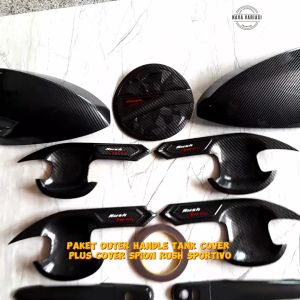 Paket Outer Cover Door Handle Tank Cover Plus Cover Spion Mobil Rush Sportivo 2018 Glossy Carbon