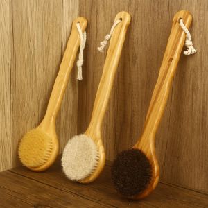 Brown Bristle Bamboo Bath Massage Brush