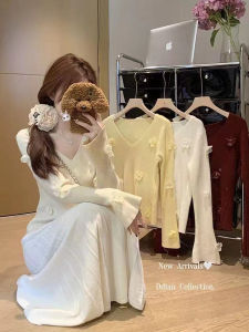 Áo Len Dệt Kim Cổ Chữ V Tay Dài Ôm Vừa Vặn Kiểu Pháp Cho Nữ Mùa Đông Nhỏ Gọn Thanh Lịch Áo Lót Bên Trong