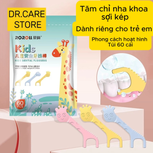 Tăm chỉ nha khoa trẻ em sợi kép - bảo vệ răng bé đúng chuẩn nha khoa Túi 60 chiếc