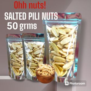 SALTED PILI NUTS  50 grms (ziplock silver pouch )Bicol product