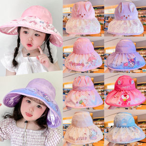 Mũ Chống Nắng Cho Bé Gái Mũ Chống Tia UV Mũ Đi Biển Mùa Hè Mũ Trẻ Em Mũ Tròn Bằng Polyester Ống Chống Nắng Lớn Mũ Đi Chơi Ngoài Trời