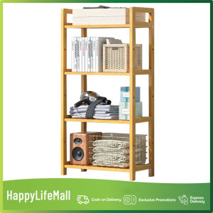 3/4layers Book shelf Rack Bathroom Shelves Toilets Bamboo Storage Shelf Multilayer Floor Type Bookshelf Wooden Storage Rack Bedroom Kitchen  Storage Rack Modern Bookshelves Organizer Bookshelf for Office