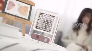 Quạt điều hoà hơi nước mini để bàn có đèn  sạc tích điện dung tích bình chứa nước 150ml