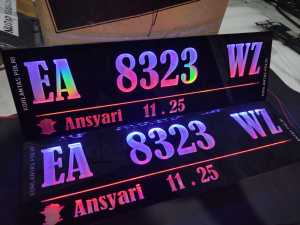 Plat Nomor Mobil Akrilik LED Hologram Satu