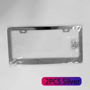 2 Pcs Stainless Universal US Model License Plate Frame Steel Front And Rear Metal Car License Plate Frame Label Cover Screw Cap