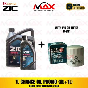 SK-ZIC 7 Liters X6000 15W-40 DSL with C-231 Vic Oil Filter Synthetic Change Oil Bundle