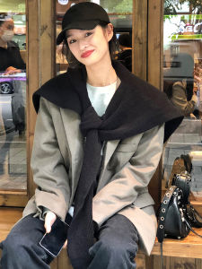 Korean Style Pure Color Knitted Scarf Womens Warmth Autumn Winter Versatile Student Couple Neck Warmer Thickened Scarf