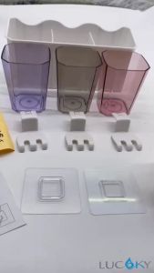 Wall-Mounted Toothbrush Holder Set Bathroom Wash Cup Holder Transparent Toothbrush Cup Light