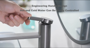 Basin Faucet Wash basin 30cm Height Gray or Brushed Countertop Basin Faucet Hot and Cold Bathroom Faucet
