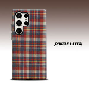 Vintage Red Plaid For Samsung Galaxy S26 S25 S24 A56 A36 Dual Layer Luxury Fashion Full Lens Protective Case
