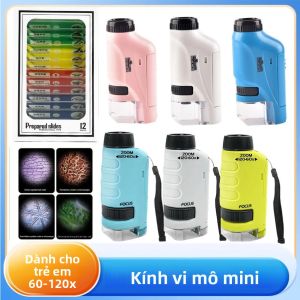 Kính Hiển Vi Bỏ Túi Cầm Tay 60-120X Chạy Bằng Pin Bộ Khoa Học Giáo Dục Cho Trẻ Em Ngoài Trời Kính Hiển Vi Sinh Học Đồ Chơi
