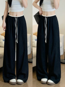 Quần Ống Rộng Màu Tương Phản Cạp Cao Mùa Hè 2025 Phong Cách Mới Cho Nữ Quần Thể Thao Lụa Băng Thường Ngày Cỡ Nhỏ