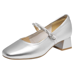 Reddragonfly | Summer New Chunky Heel Single Soft Sole Sheepskin White Womens Shoe
