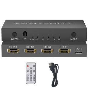 4K HDMI Multiviewer HDMI Quad Multi-Viewer HDMI Seamless Switch 4 in 1HDMI Fast Switcher Multi-Viewer for PS5 Xbox HDTV