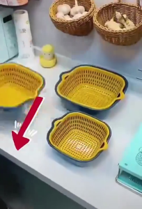 6Pcs Tempat cuci sayur baskom saringan tempat cuci peniris beras buah sayuran saringan multifungsi peniris ai