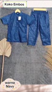 koko anak laki laki satu set dengan celana cocok untuk anak usia 3 sampai 12 tahun bahan katun embos