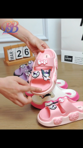 【BB】 Kids Cute Slippers Cartoon Kuromi Double Strap Soft Soled Sandals Non Slip Lightweight Walking Shoes#718-5