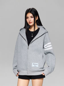A chock | Classic Stripe Hooded Zip-up Sweater Outerwear