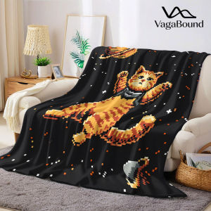BILIBILI | Space Pixel Cat Flannel Blanket Warm Soft Halloween Christmas Decorative Couch Warm Cozy All-Season Gift