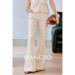 WANGXO | Bộ Áo Cổ Tréo Chống Nhăn Dễ Xếp Ly và Quần Tây Đen Mô Phỏng Jeans