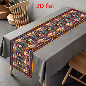 Sugar Skull Table Runner Mexican Day of the Dead Fiesta Halloween Cabinet Dresser Party Holiday Home Decorative Ornament