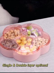 Toples Lebaran Sekat 5 Kotak Penyimpanan Candy Tray Dengan Tutup W6688