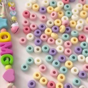 55-290Pcs 13mm Mixed Color Acrylic Large-hole Oblate Beads Spacer Beads for Jewelry Making DIY Phone Chain Keychain Accessories