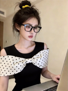 GUZILIAN | Retro Polka Dot Slimming Summer T-Shirt
