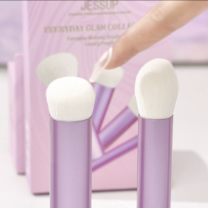 Jessup Makeup Brushes Set 4pcs Face Kabuki Brush for Foundation Contour Powder Blush Bronzer and Highlighter Premium Synthetic Fiber Cruelty-Free Luxury Purple T517
