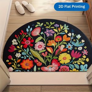 VIKAMA Mexico Hoa Hình Bán Tròn Thảm Cửa Có Thể Giặt Được Chống Trơn Trượt Cho Trong Nhà Ngoài Trời Lối Vào Phong Cách Hiện Đại Thảm Nhà Bếp Trang Trí Nhà