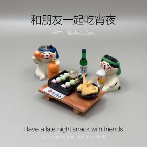 Dinner Drunk Series Decoration Doll House Decoration Cat Cute Japanese Sushi Model Mini Cat Drinking